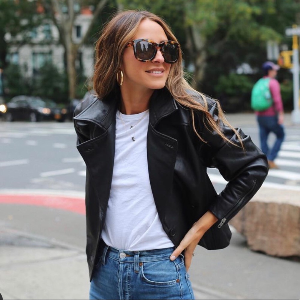 NWOT Something Navy Leather Jacket